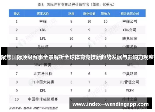 聚焦国际顶级赛事全景解析全球体育竞技新趋势发展与影响力观察